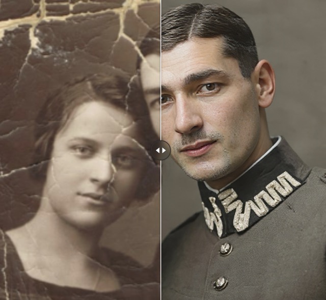 An old damaged photo restored by Nostalgia AI